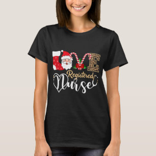 Love RN Registered Nurse Santa Stethoscope Leopard T-Shirt