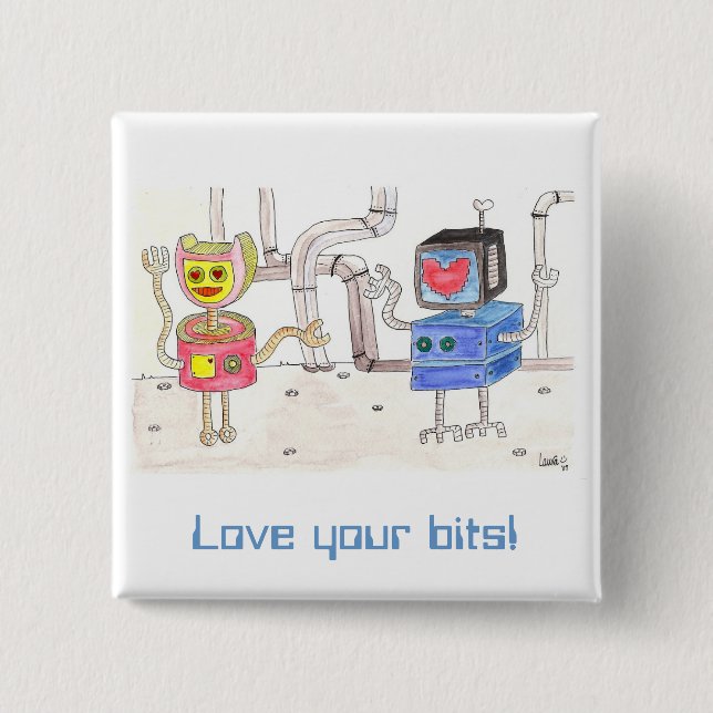 Love Robot 15 Cm Square Badge (Front)