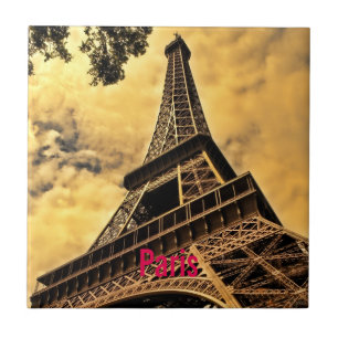 Love & Romance City of Paris Eiffel Tower France Ceramic Tile