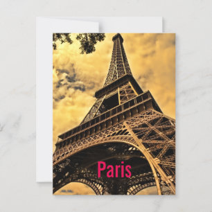 Love & Romance City of Paris Eiffel Tower France Postcard