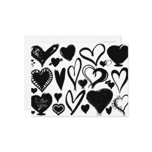 Love, Romance, Hearts - Black White Postcard
