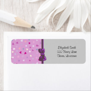 Love, Romance, Hearts - Blue Purple Pink White Return Address Label
