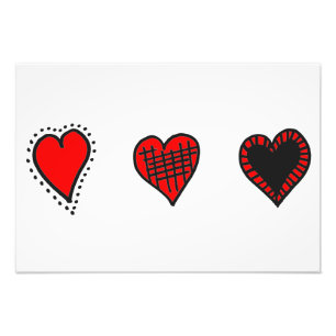Love, Romance, Hearts - Red Black Photo Print