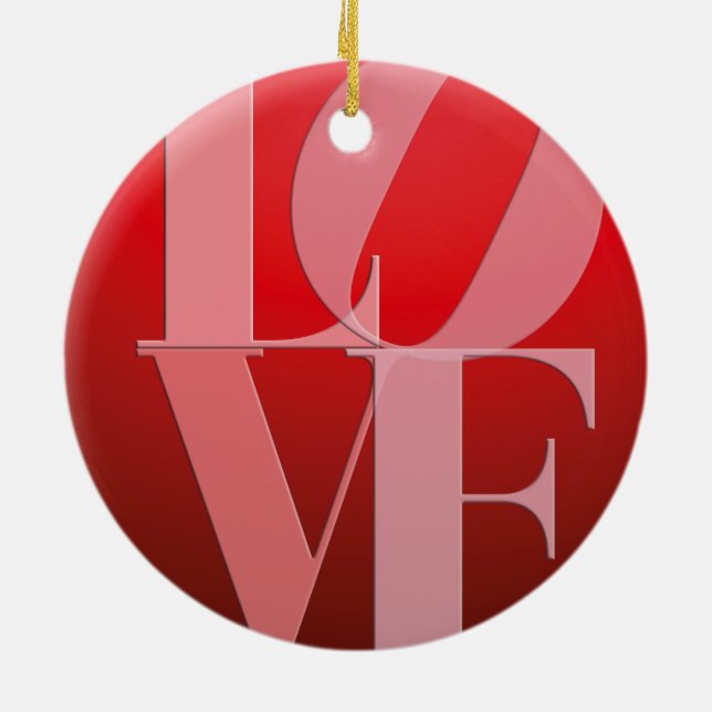 Love Romance Red Pink Ceramic Ornament (Back)