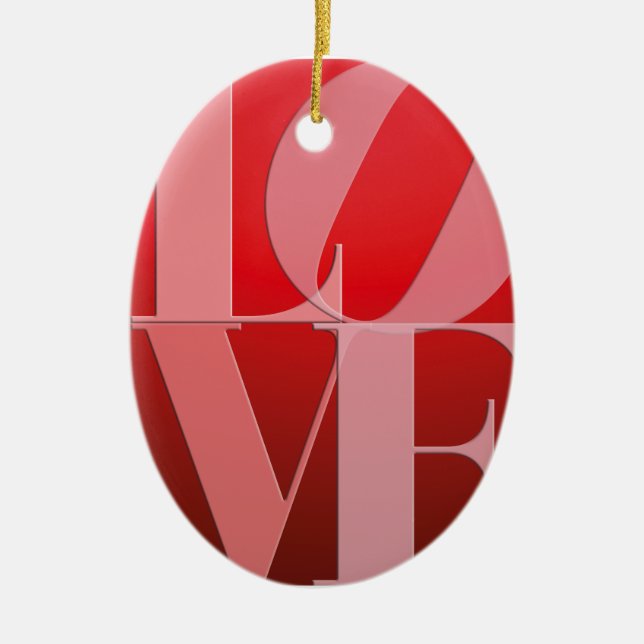 Love Romance Red Pink Ceramic Tree Decoration (Front)