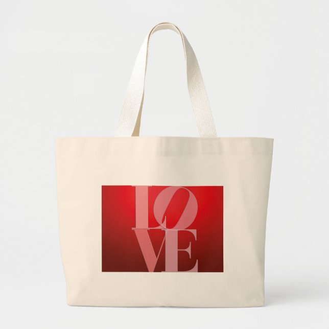 Love Romance Red Pink Large Tote Bag (Front)