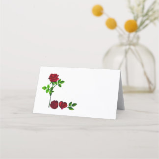 LOVE - Romantic Hand-Painted Rose Place Card
