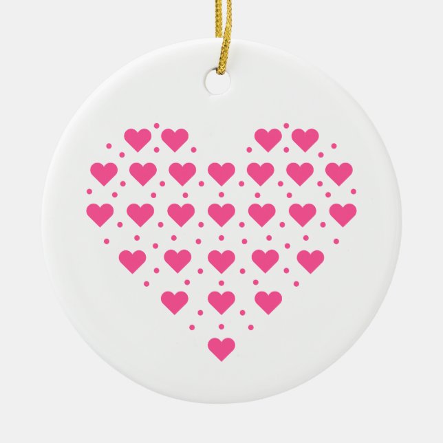Love rosa Herzen Ceramic Ornament (Front)
