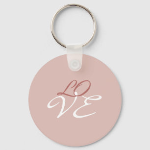 Love Rose Gold Colour Calligraphy Script Key Ring