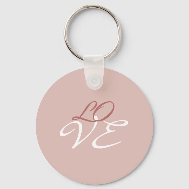 Love Rose Gold Colour Calligraphy Script Key Ring (Front)