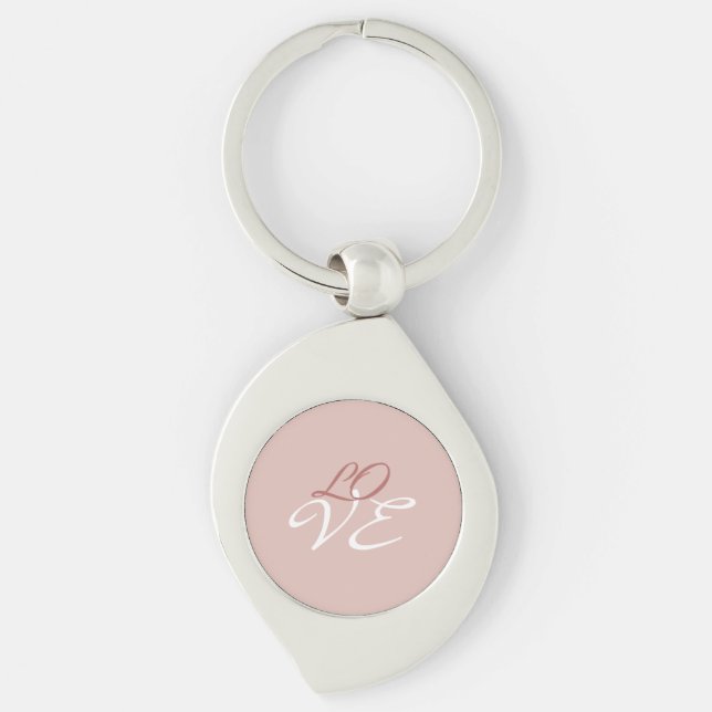 Love Rose Gold Colour Calligraphy Script Key Ring (Front)