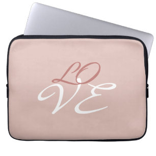 Love Rose Gold Colour Calligraphy Script Laptop Sleeve