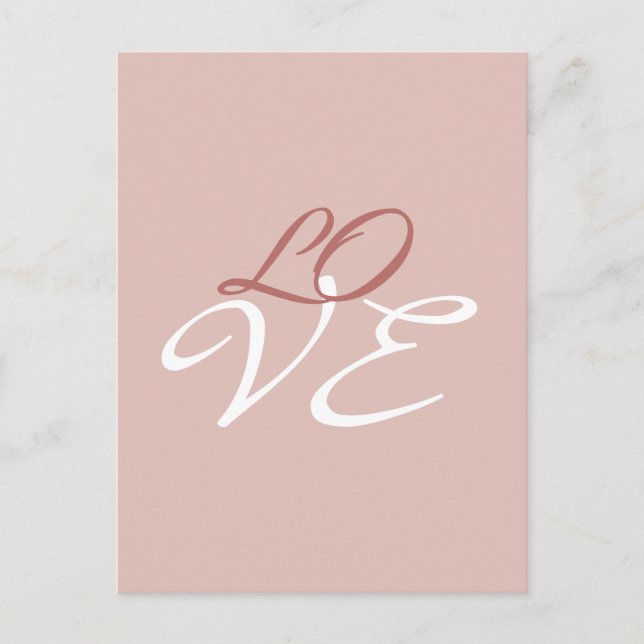 Love Rose Gold Colour Calligraphy Script Postcard (Front)