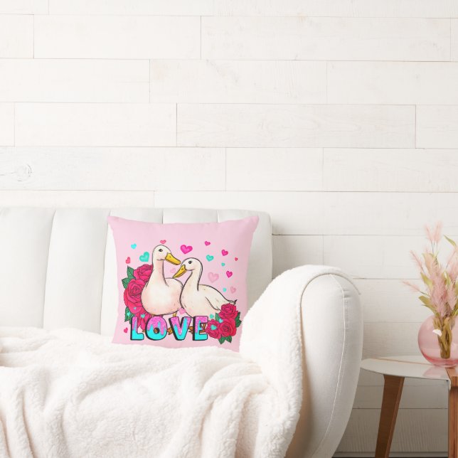 Love Roses And Doves Pink Cushion (Couch)