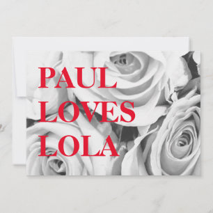 LOVE roses pink flowers bunch bouquet, background Holiday Card