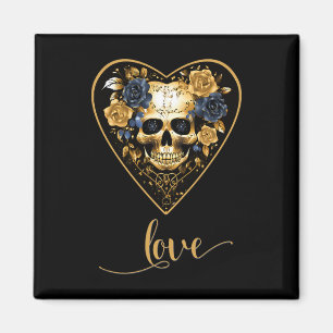 Love Roses Skull For Valentine´s Love Rock For Men Magnet