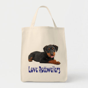 Love Rottweiler Puppy Dog Canvas Tote Bag