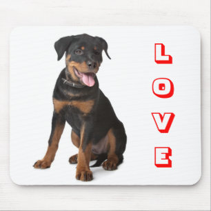 Love Rottweiler Puppy Dog Panting Mousepad