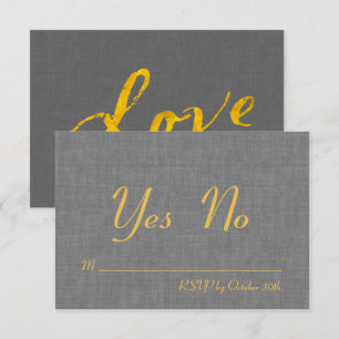 Love RSVP on Grey Linen Invitation