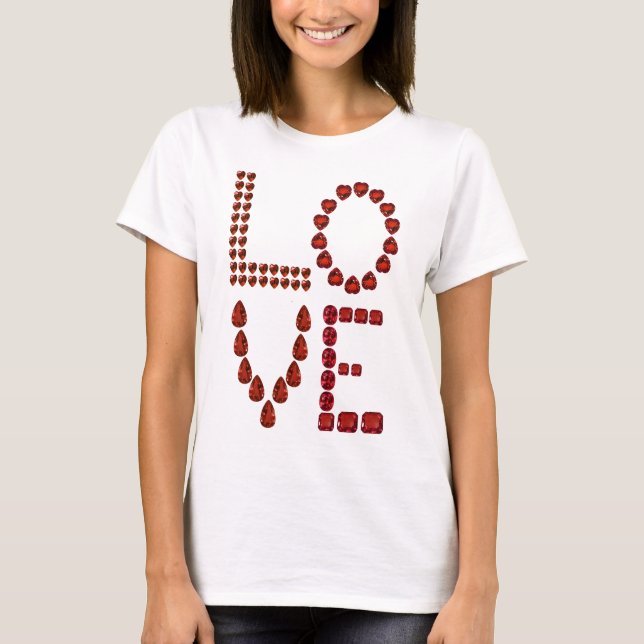 Love – Ruby Gemstone Lettering T-Shirt (Front)
