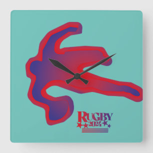 LOVE RUGBY BY MASANSER PIXELAT SQUARE WALL CLOCK