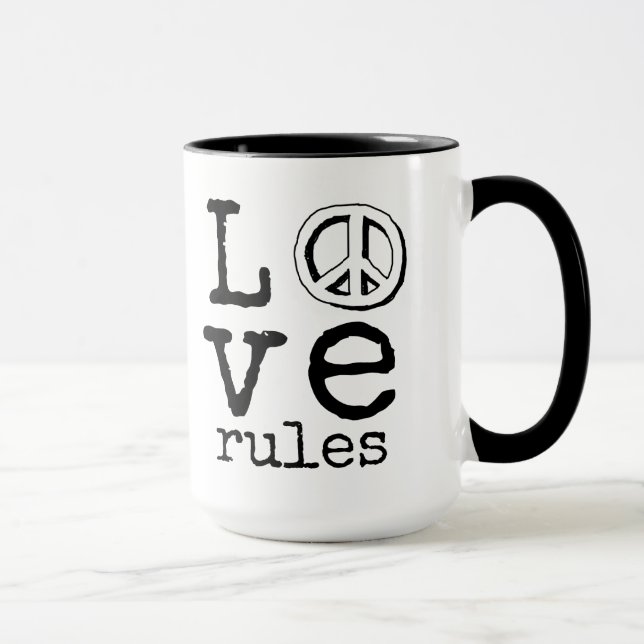 Love Rules, Peace Sign, Coffee Mug (Right)