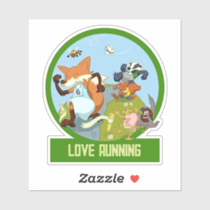 Love Running Funny Woodland Animal Race Cartoon