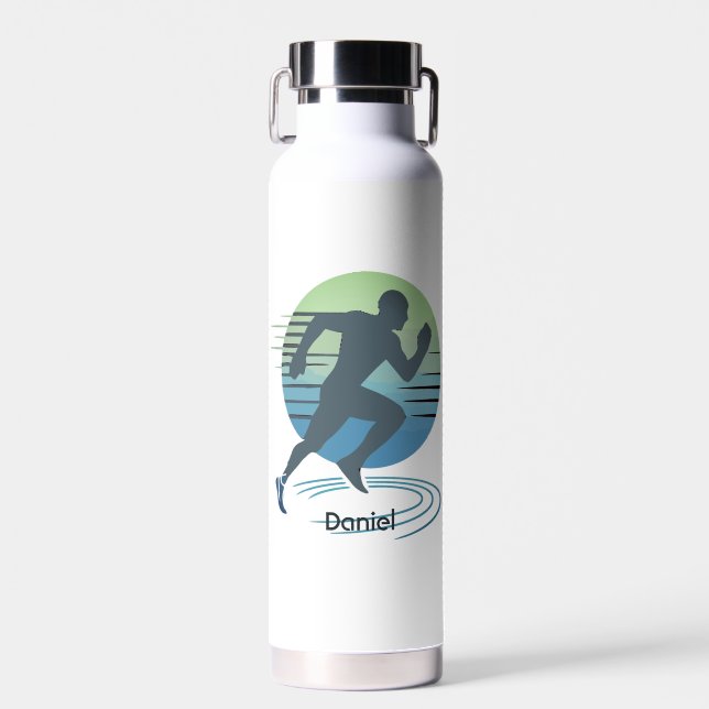 Love Running Marathon Competitive Runner Custom Water Bottle (Front)