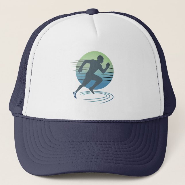 Love Running Marathon Competitive Runner Trucker Hat (Front)