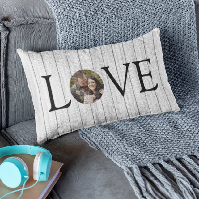 Love Rustic Photo Wood Lumbar Cushion (Creator Uploaded)