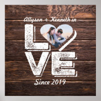 Love Rustic Woodland Photo Heart Frame Monogram