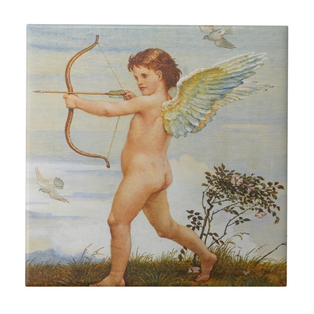 Love’s Flight, Cupid's Arrow by Walter Crane Ceramic Tile (Front)