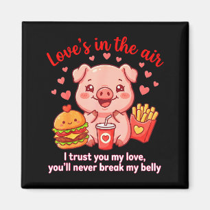 Love’s In The Air Cute Pig Shirt Kawaii Pig Burger Magnet