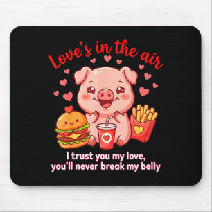 Love’s In The Air Cute Pig Shirt Kawaii Pig Burger Mouse Pad