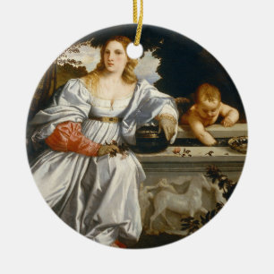 Love Sacred and Profane Love by Titian Cupid Venus Ceramic Ornament