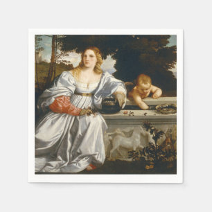 Love Sacred and Profane Love by Titian Cupid Venus Napkin