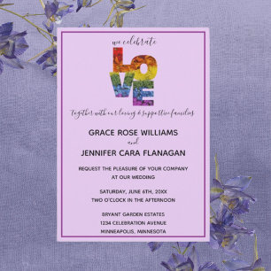 LOVE Same-Sex Wedding Collection Purple Themed Invitation