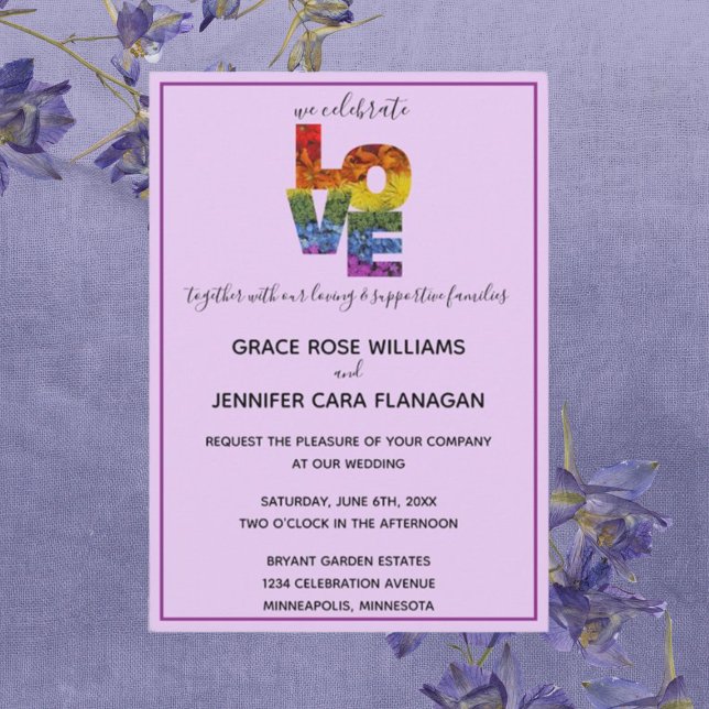 LOVE Same-Sex Wedding Collection Purple Themed Invitation (Creator Uploaded)