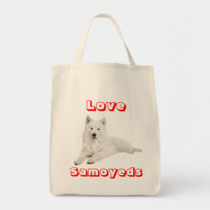 Love Samoyed Puppy Dog Canvas Grocery Totebag Tote Bag