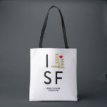 Love San Francisco Travel or Wedding Welcome Tote Bag<br><div class="desc">This I Love San Francisco Destination Wedding Welcome Bag, or Travel Souvenir features the golden gate bridge in a pretty faux gold foil. Customise this for welcome bags to your destination weddings guests or as a travel souvenir for visitors or your trip out West! Or just customise it because you...</div>
