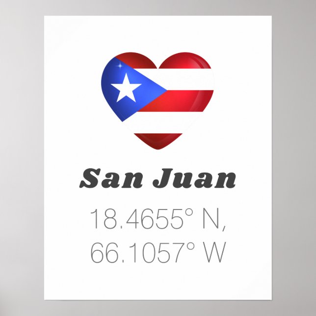 Love San Juan Latitude Longitude Poster (Front)
