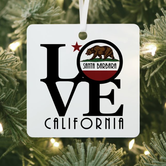 LOVE Santa Barbara California  Metal Tree Decoration (Insitu)
