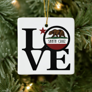 LOVE Santa Cruz California Ceramic Ornament