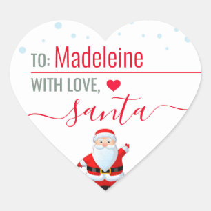 "Love, Santa" Cute Personalised Christmas Gift Heart Sticker