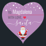 "Love, Santa" Lilac Personalised Christmas Gift Heart Sticker<br><div class="desc">A personalised and cute "Love,  Santa" sticker to attach to your Christmas gifts! Change the name for a customised Christmas gift from Santa!</div>