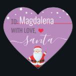 "Love, Santa" Lilac Personalised Christmas Gift Heart Sticker<br><div class="desc">A personalised and cute "Love,  Santa" sticker to attach to your Christmas gifts! Change the name for a customised Christmas gift from Santa!</div>