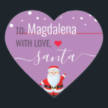 "Love, Santa" Lilac Personalised Christmas Gift Heart Sticker<br><div class="desc">A personalised and cute "Love,  Santa" sticker to attach to your Christmas gifts! Change the name for a customised Christmas gift from Santa!</div>