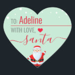 "Love, Santa" Mint Personalised Christmas Gift  Heart Sticker<br><div class="desc">A personalised and cute "Love,  Santa" sticker to attach to your Christmas gifts! Change the name for a customised Christmas gift from Santa!</div>
