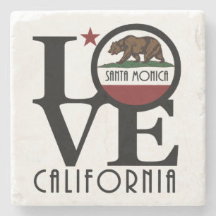 LOVE Santa Monica California Stone Coaster