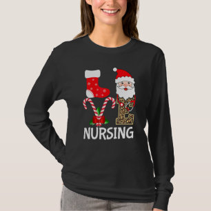 Love Santa Nursing Stethoscope Leopard Christmas R T-Shirt